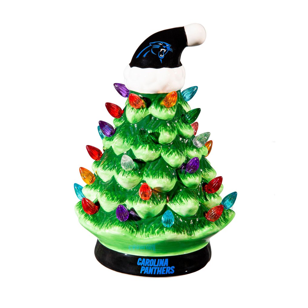 Carolina Panthers 8" Light Up Ceramic LED Christmas Tree
