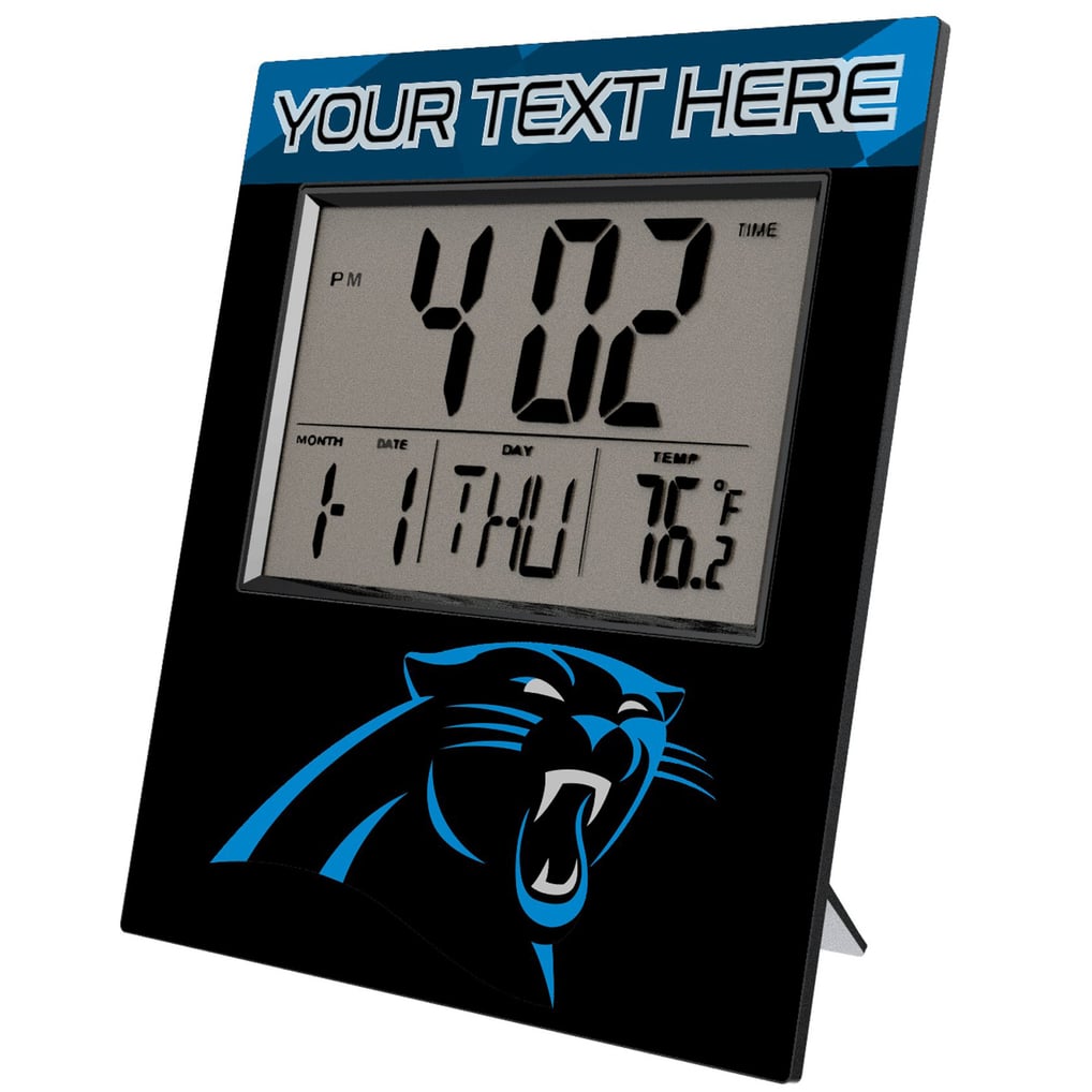 Carolina Panthers Keyscaper Color Block Personalized Digital Desk Clock