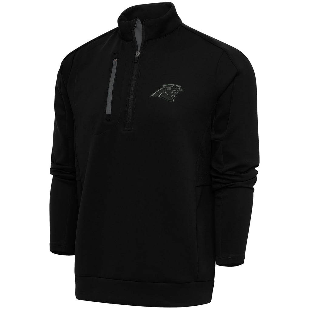Carolina Panthers Antigua Tonal Logo Generation Quarter-Zip Pullover Top - Black