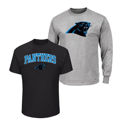 Carolina Panthers Fanatics Big & Tall 2-Pack T-Shirt Set - Black/Heather Gray