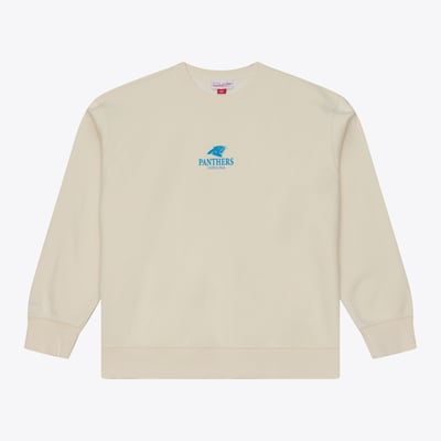 Carolina Panthers Mitchell & Ness Core Essentials Micro Logo Fleece Sweatshirt - Cream
