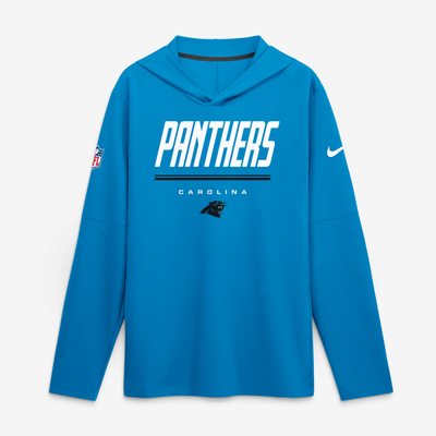 Carolina Panthers Nike Sideline Game On Lightweight Long Sleeve Hooded Dri-FIT Top - Blue