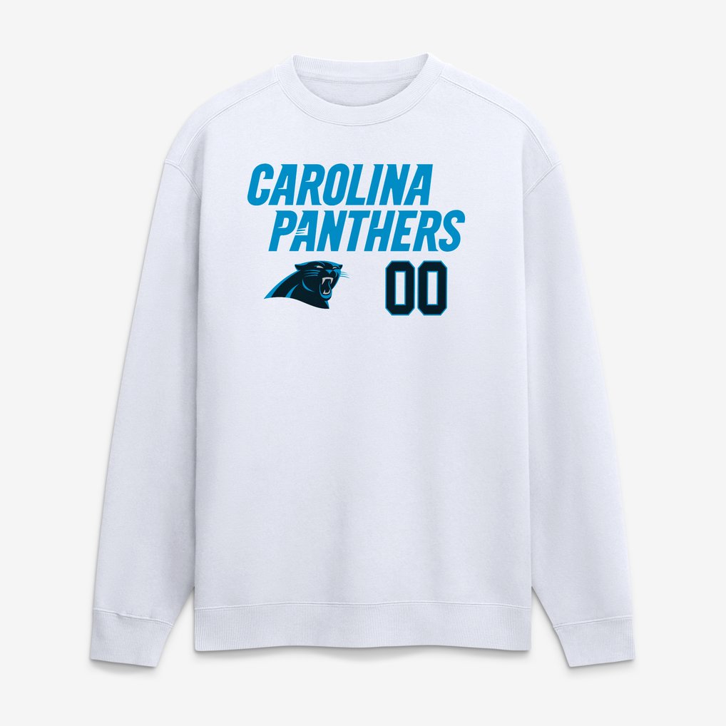 Carolina Panthers  Touchdown Wordmark Personalized Name & Number Sweatshirt - White