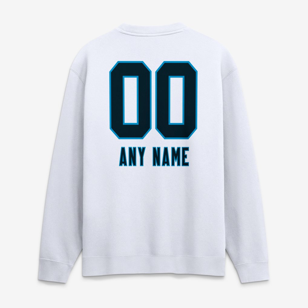Carolina Panthers  Touchdown Wordmark Personalized Name & Number Sweatshirt - White
