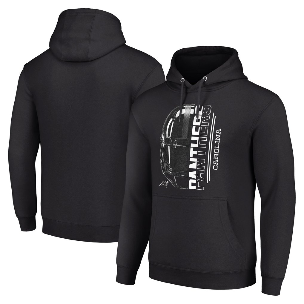 Carolina Panthers Starter Unisex Half Helmet Logo Pullover Hoodie - Black