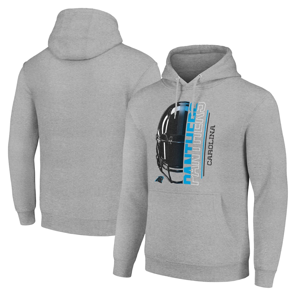 Carolina Panthers Starter Unisex Half Helmet Logo Pullover Hoodie - Heather Gray