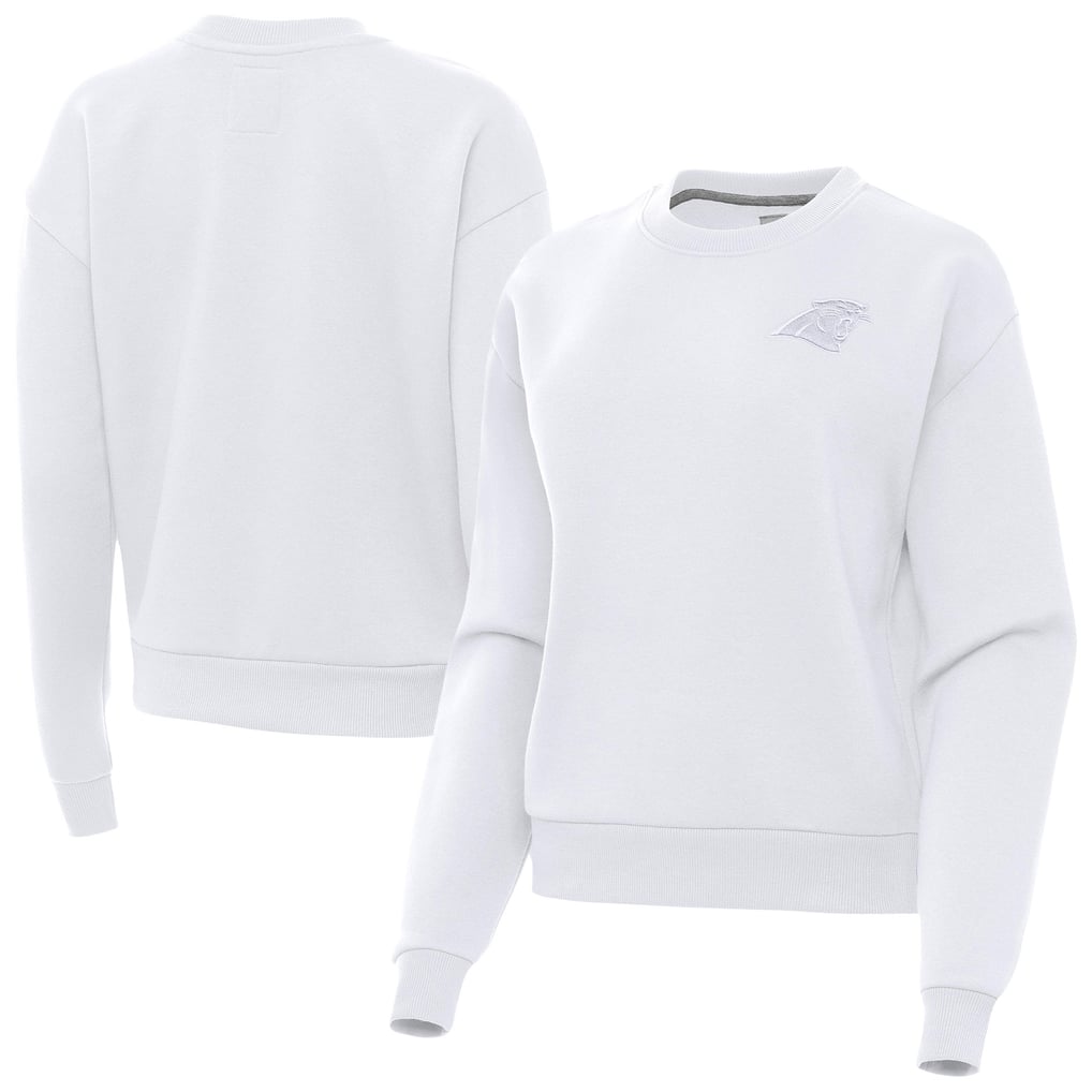 Carolina Panthers Antigua Women's Victory Crew Pullover Sweatshirt - White