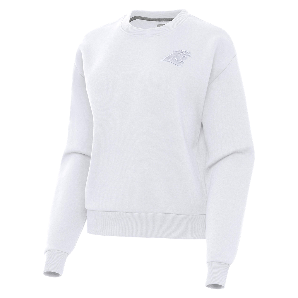  Carolina Panthers Antigua Women's Victory Crew Pullover Sweatshirt - White