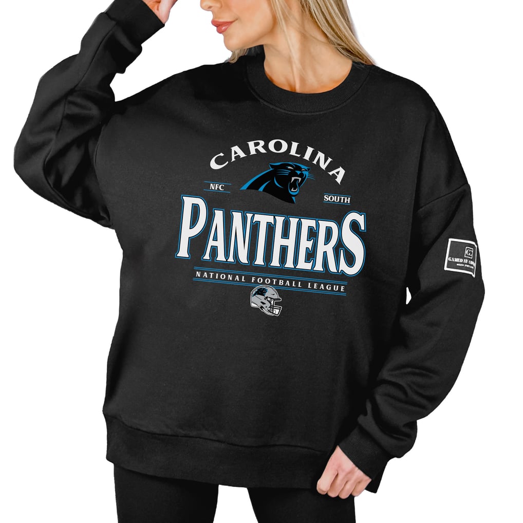 Carolina Panthers Gameday Couture Women's Oversized Players Only Black Label Pullover Sweatshirt - Black