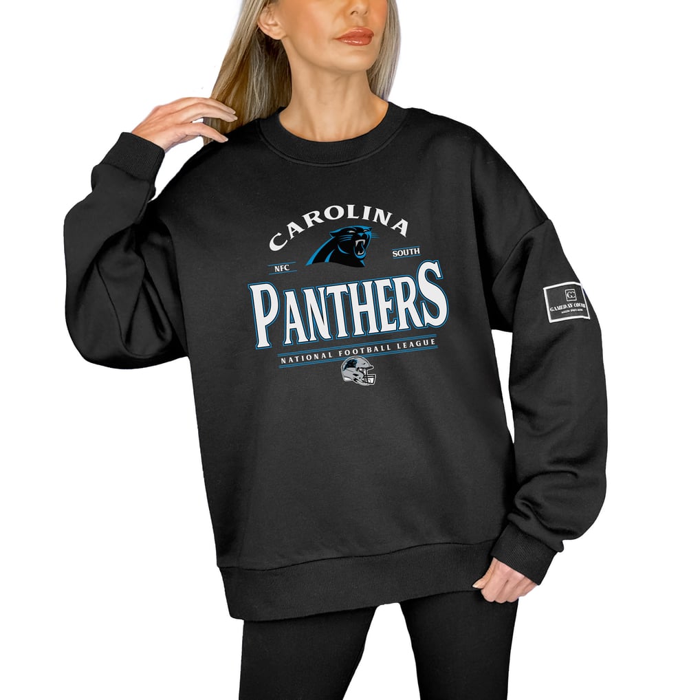 Carolina Panthers Gameday Couture Women's Oversized Players Only Black Label Pullover Sweatshirt - Black