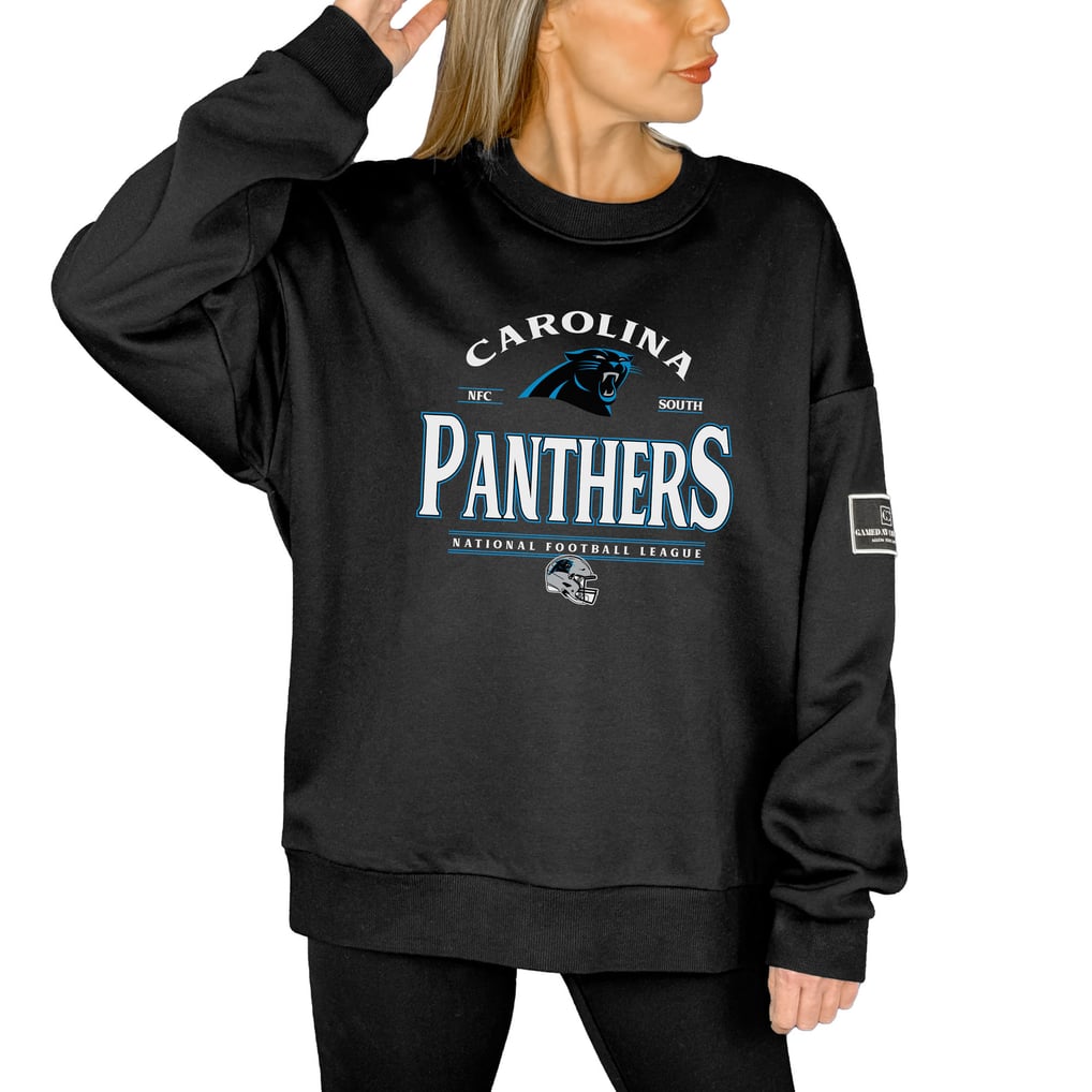 Carolina Panthers Gameday Couture Women's Oversized Players Only Black Label Pullover Sweatshirt - Black