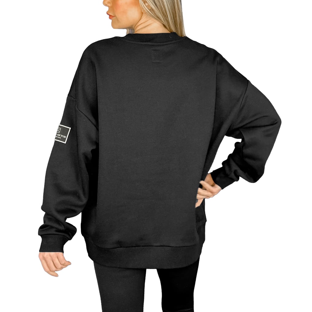 Carolina Panthers Gameday Couture Women's Oversized Players Only Black Label Pullover Sweatshirt - Black