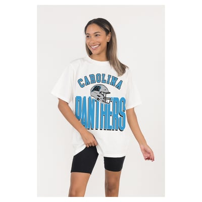  Carolina Panthers Gameday Couture Women's Oversized Classic Fierce Focus T-Shirt - White
