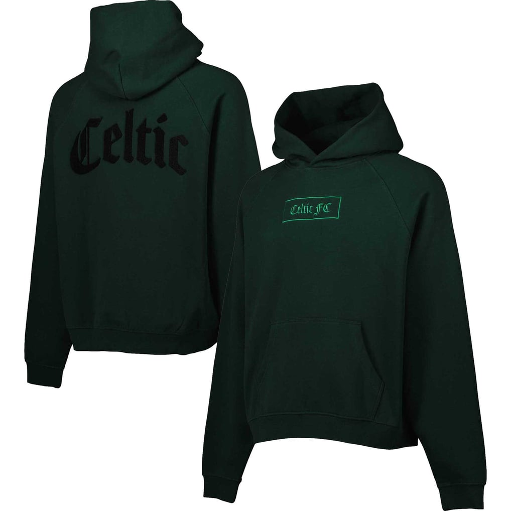 Celtic Old English Oversized Raglan Pullover Hoodie - Green