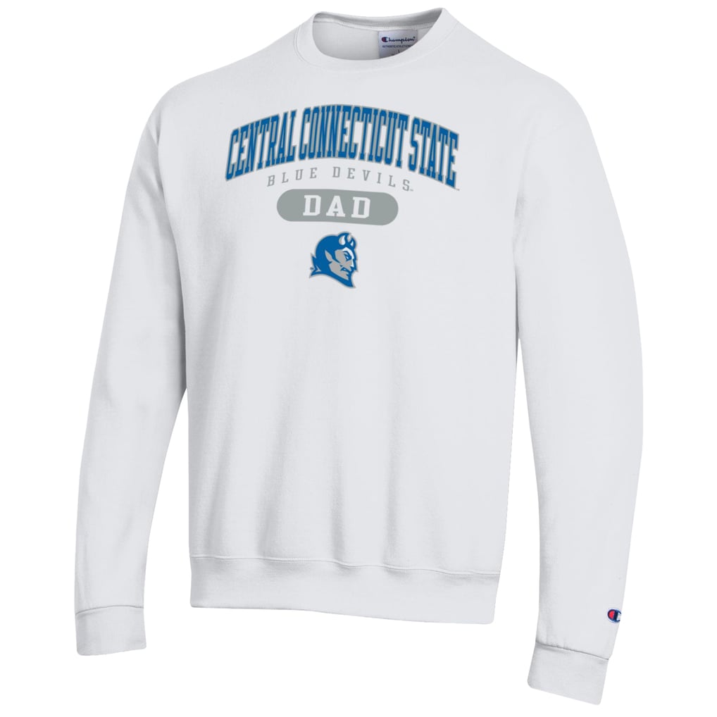Central Connecticut State Blue Devils Champion Dad Pill Box Eco Powerblend Sweatshirt - White