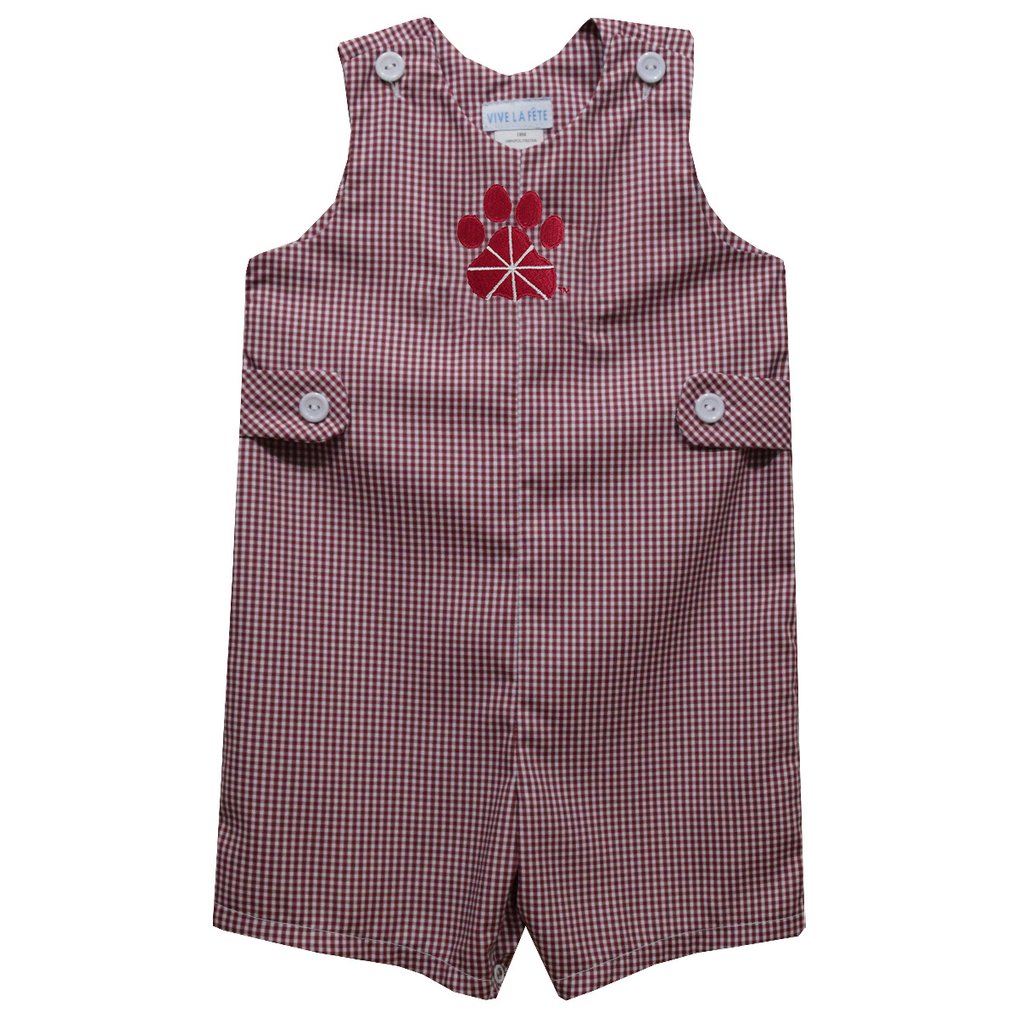 Chapman Panthers Vive La Fete Infant Gingham Jon Jon Romper - Red