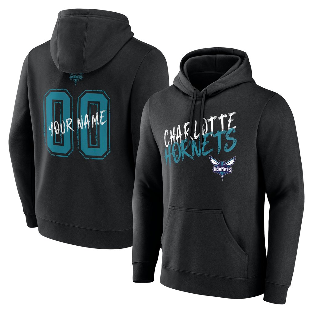Charlotte Hornets Hustle Custom Pullover Hoodie - Black
