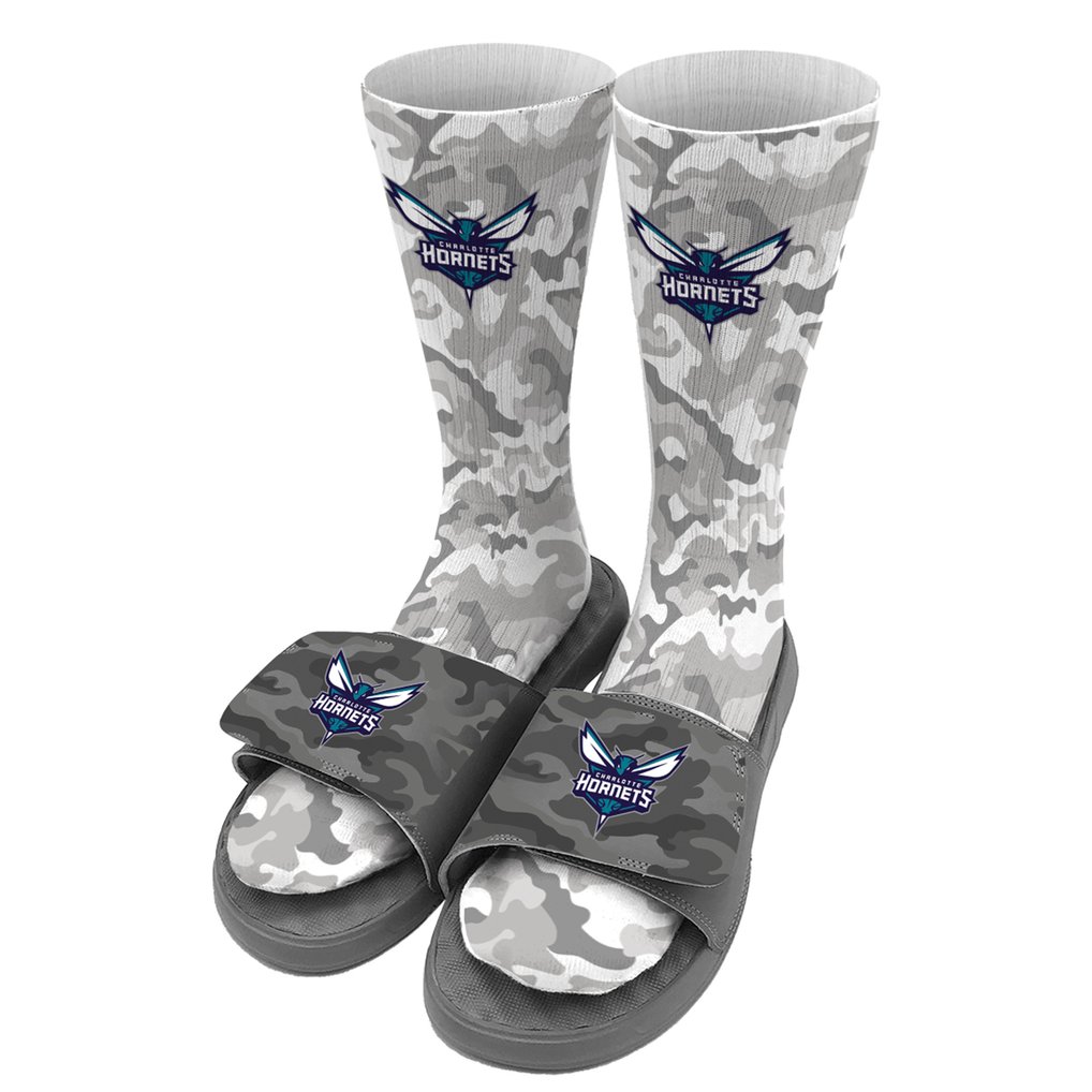 Charlotte Hornets ISlide Camo Sock & Slide Bundle - Gray