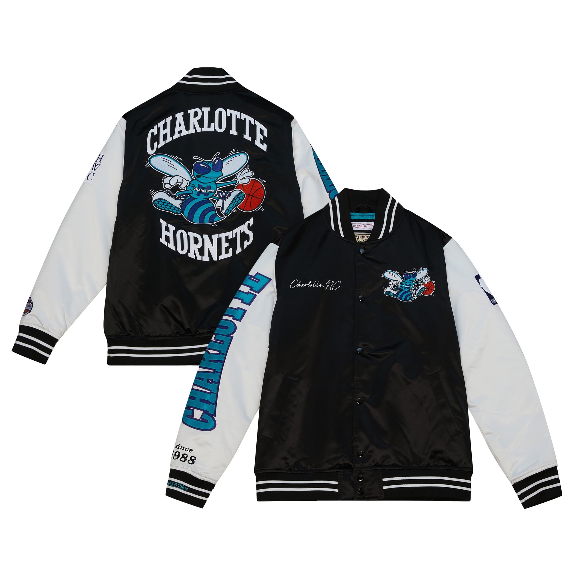 Charlotte Hornets Mitchell & Ness Team Origins Satin Full-Snap