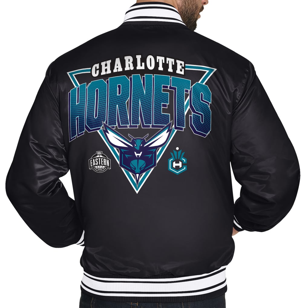  Charlotte Hornets Starter Triangle Full-Snap Varsity Jacket - Black
