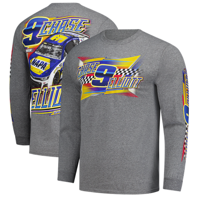 Chase Elliott Classic Ink Long Sleeve T-Shirt - Heather Charcoal