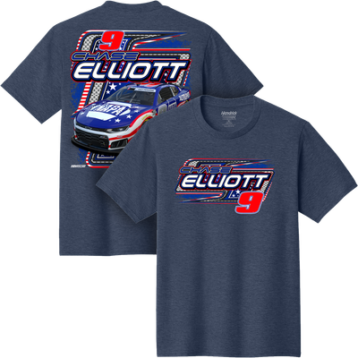 Chase Elliott Classic Ink NAPA Patriotic Car T-Shirt - Heather Navy