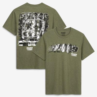  Chase Elliott Hendrick Motorsports Team Collection #9 NAPA Military Green Tri-Blend T-Shirt - Hunter Green