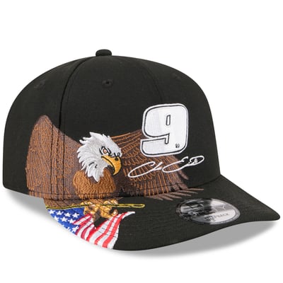 Chase Elliott New Era Patriotic Eagle & Flag A-Frame 9FIFTY Snapback Hat - Black