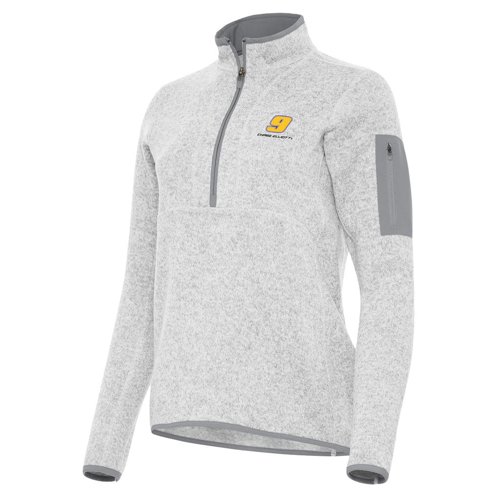 Chase Elliott Antigua Women's Fortune Half-Zip Pullover Jacket - Heather Gray