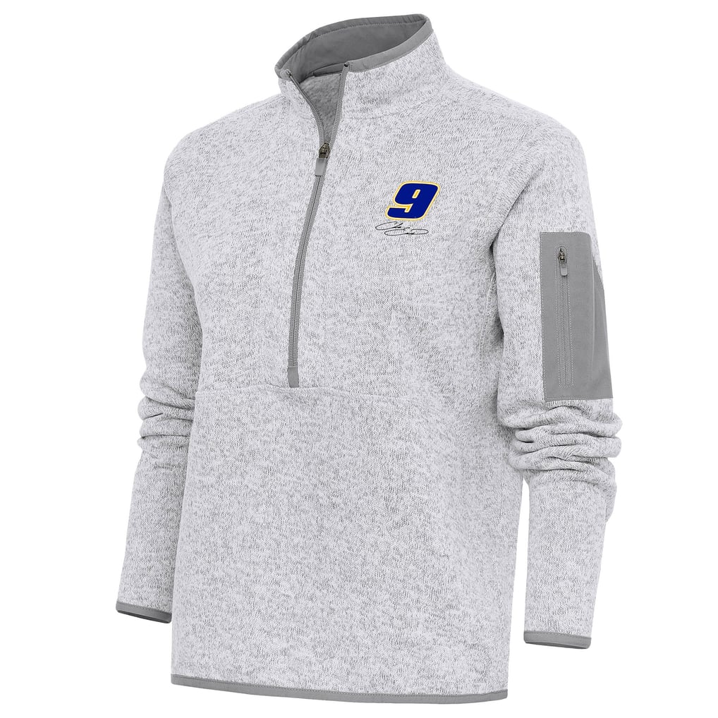 Chase Elliott Antigua Women's Fortune Half-Zip Pullover Sweater - Heather Gray