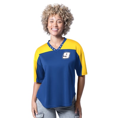  Chase Elliott G-III 4Her by Carl Banks Women's Key Plan II V-Neck Rhinestone T-Shirt - Royal