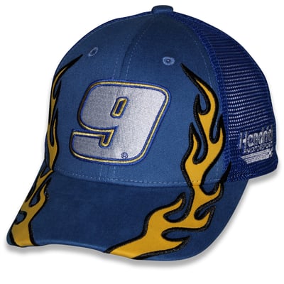 Chase Elliott Checkered Flag Sports Youth NAPA Flame Trucker Adjustable Hat - Blue