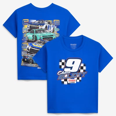  Chase Elliott Classic Ink Youth #9 Multi-Sponsor T-Shirt - Royal