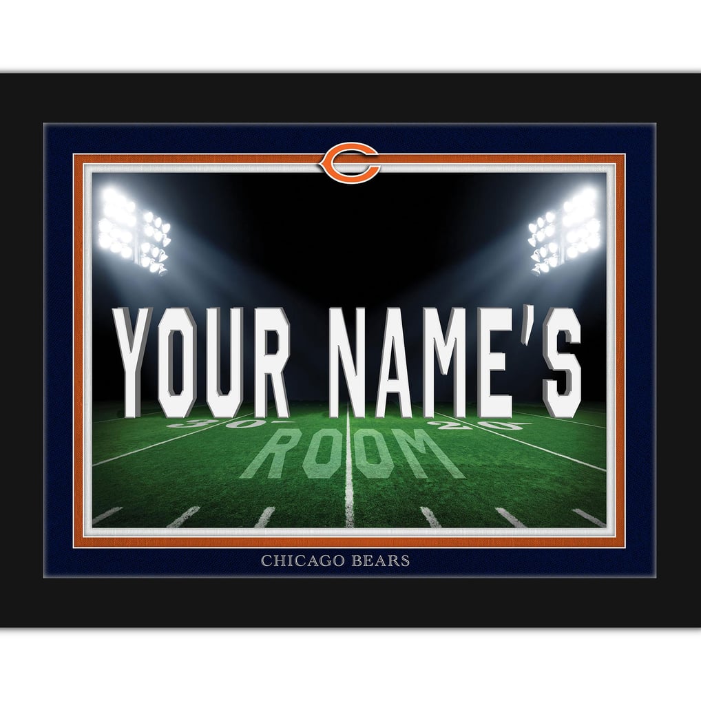 Chicago Bears 12'' x 16'' Personalized Framed Field Spotlight Print - Black