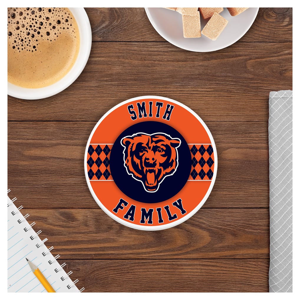 Chicago Bears 4" Personalized Circular Coasters 4-Pack Set
