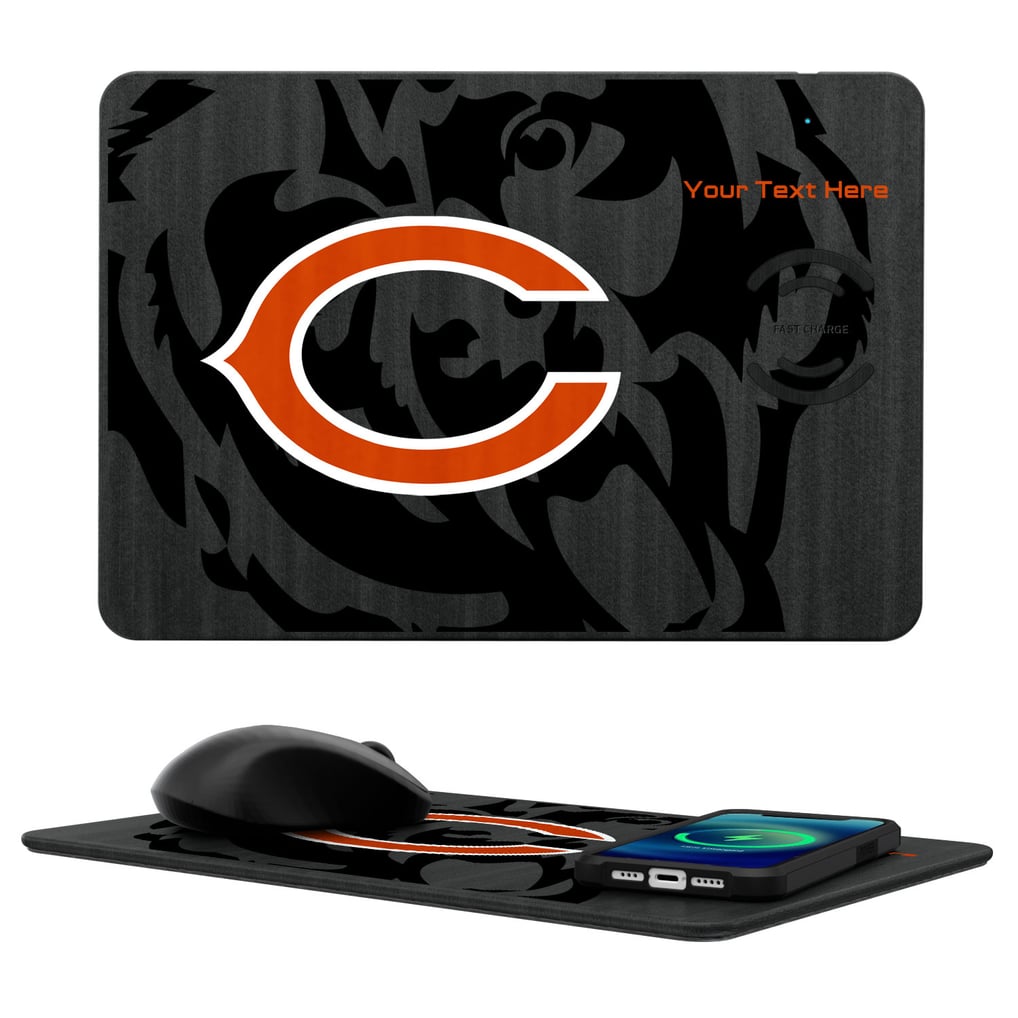 Chicago Bears Keyscaper Personalized 15W Fast Wireless Charger and Mouse Pad