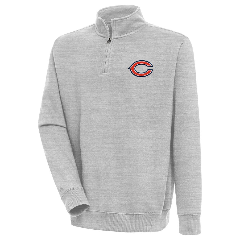  Chicago Bears Antigua Victory Quarter-Zip Pullover Top - Heather Gray