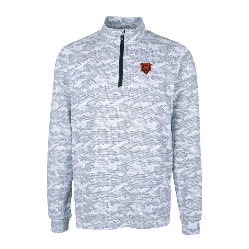 Chicago Bears Cutter & Buck Throwback Logo Traverse Camo Print Stretch Quarter-Zip Pullover Top - Charcoal