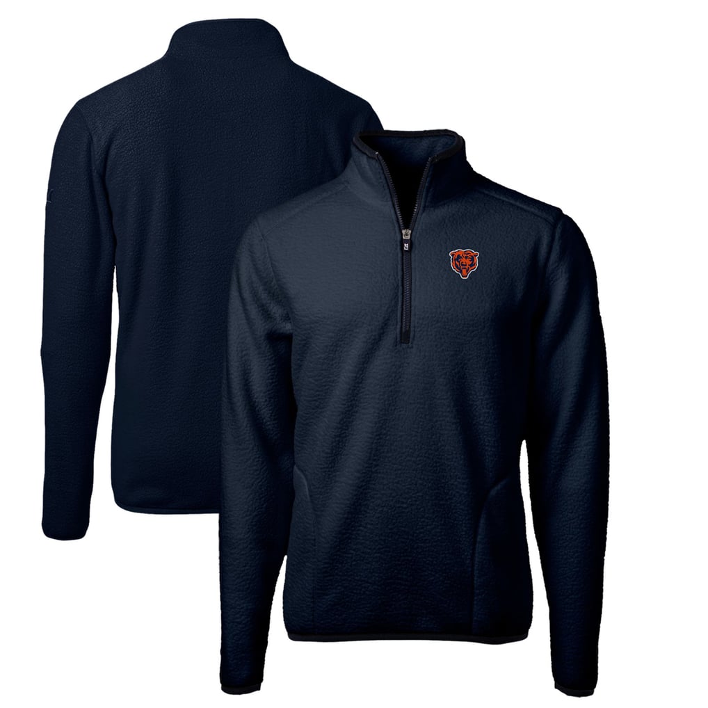 Chicago Bears Cutter & Buck Throwback Eco Sherpa Fleece Quarter-Zip Pullover Jacket - Navy