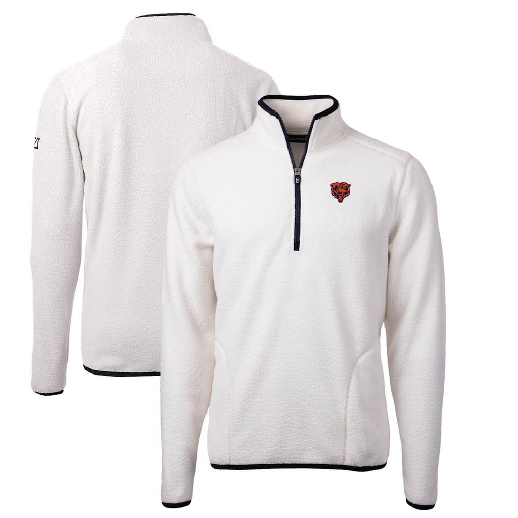 Chicago Bears Cutter & Buck Throwback Eco Sherpa Fleece Quarter-Zip Pullover Jacket - White