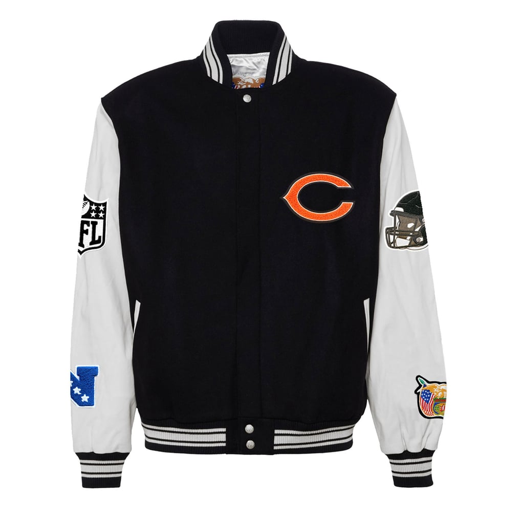  Chicago Bears Jeff Hamilton Wool & Leather Full-Snap Varsity Jacket - Black