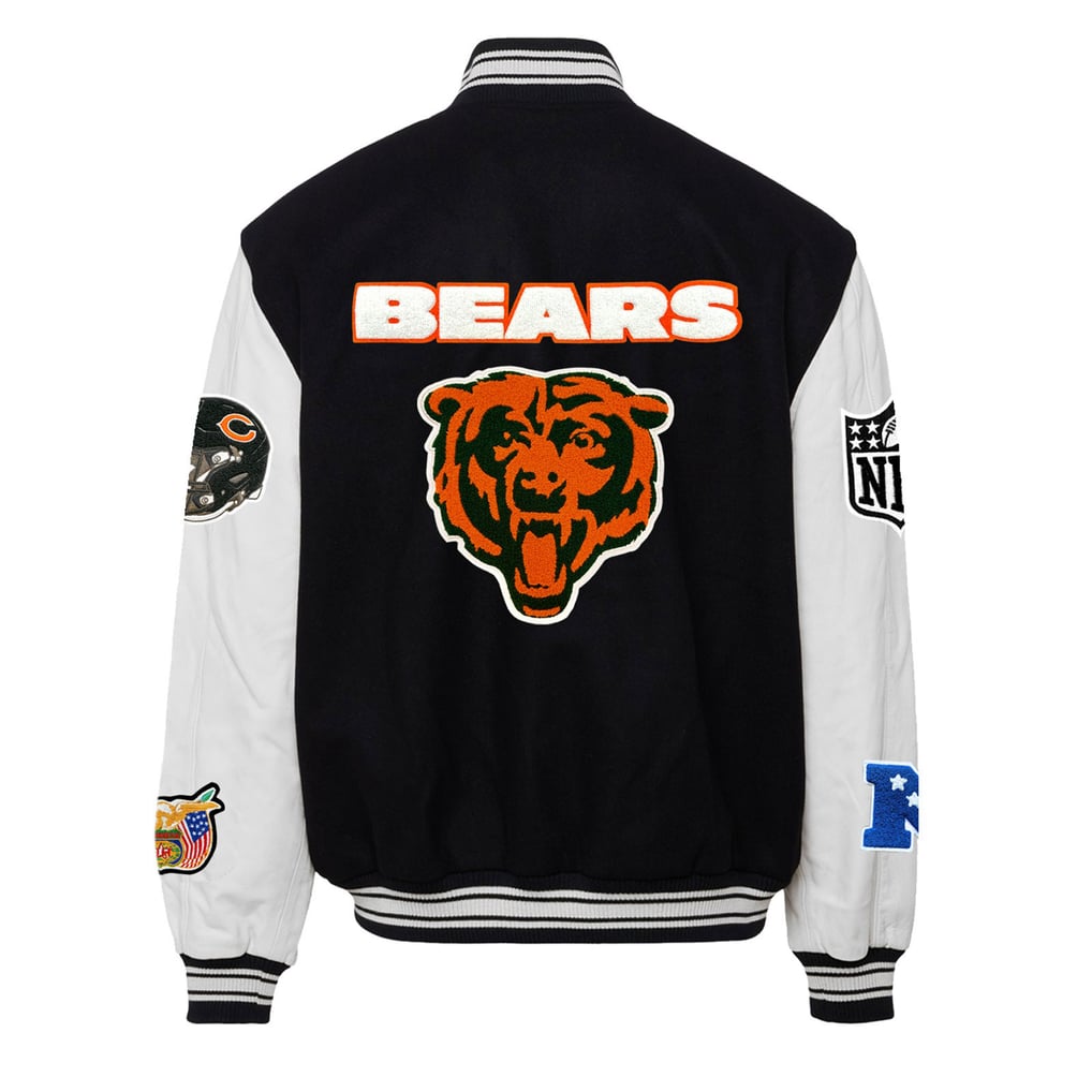 Chicago Bears Jeff Hamilton Wool & Leather Full-Snap Varsity Jacket - Black