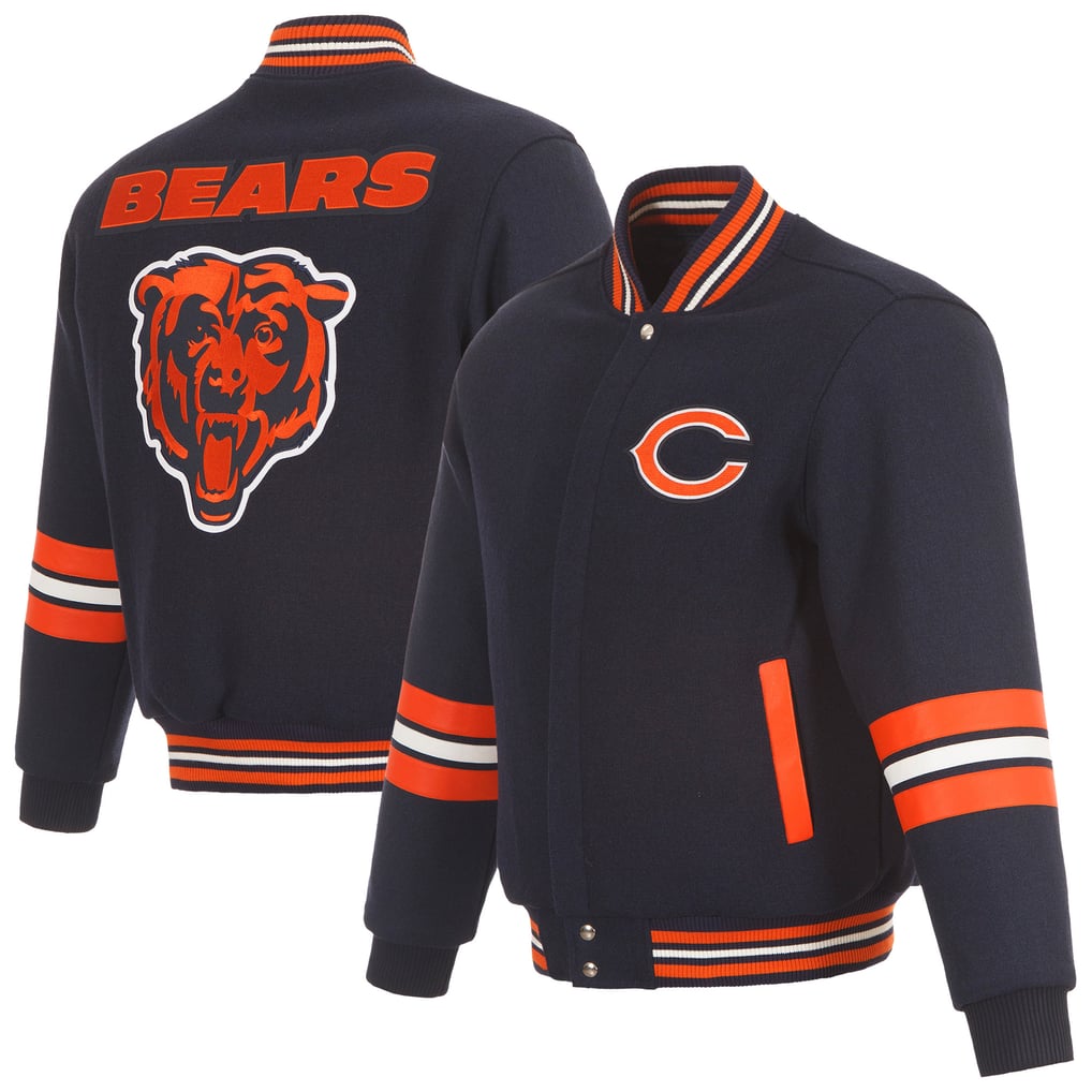 Chicago Bears JH Design Full-Zip Varsity Jacket - Navy