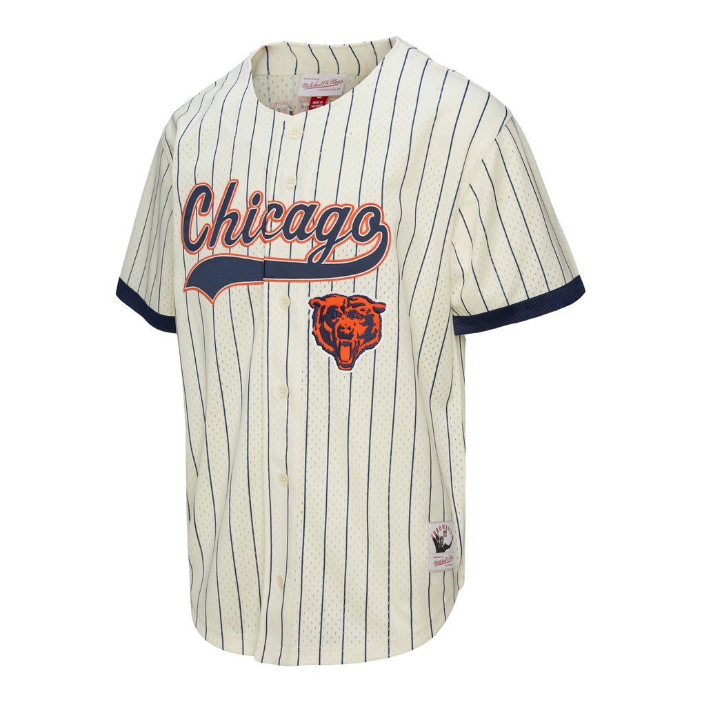 Walter Payton Chicago Bears Mitchell & Ness Name & Number Mesh Button-Up Baseball Jersey - Cream