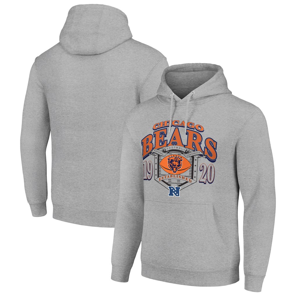 Chicago Bears Starter 80s Retro Pullover Hoodie - Heather Gray