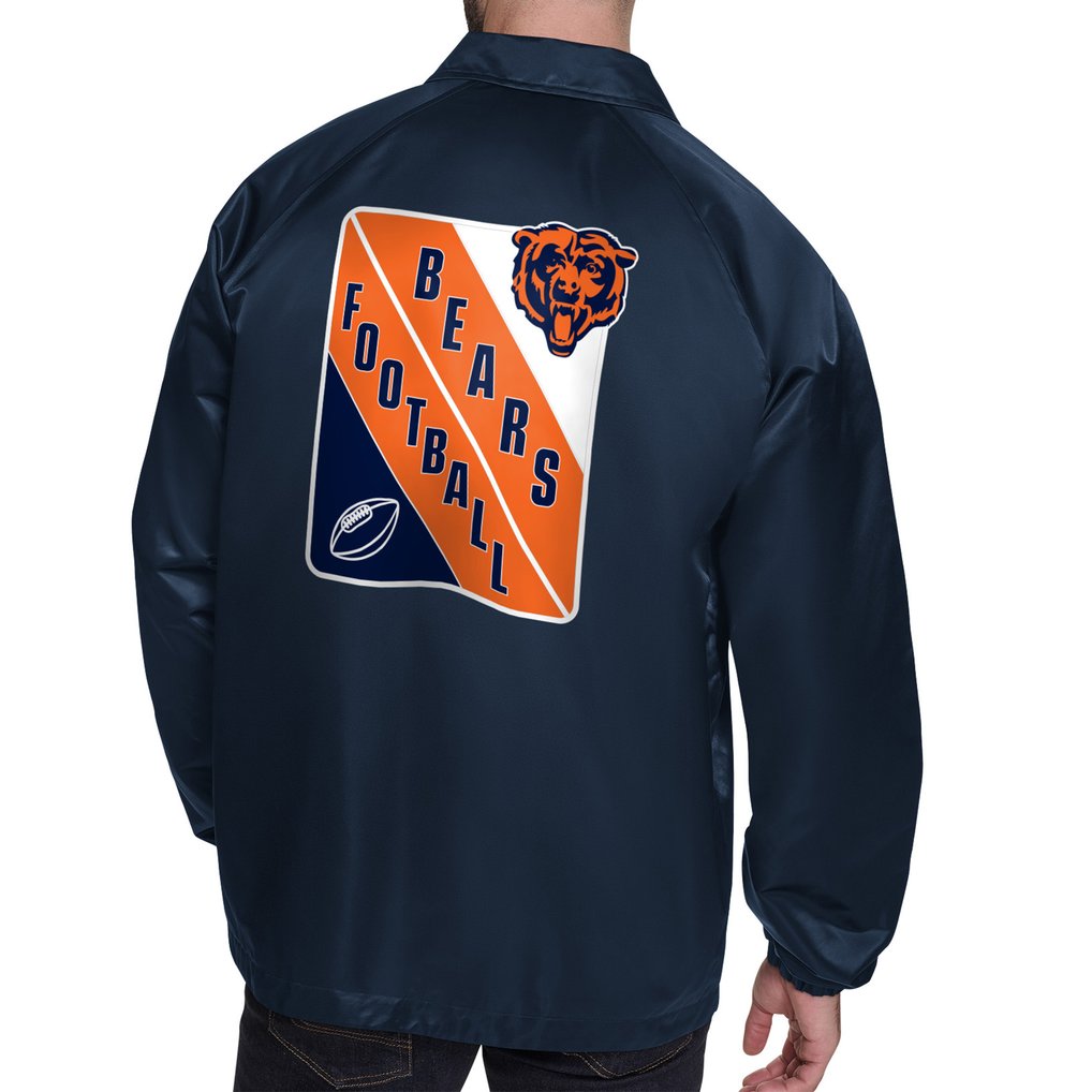  Chicago Bears Starter Printed Logo Raglan Coaches Full-Snap Jacket - Navy