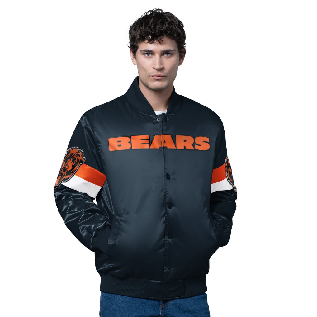Chicago Bears Starter Triple Option Satin Varsity Full-Snap Jacket - Navy