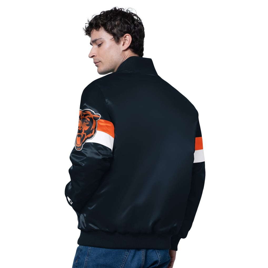 Chicago Bears Starter Triple Option Satin Varsity Full-Snap Jacket - Navy