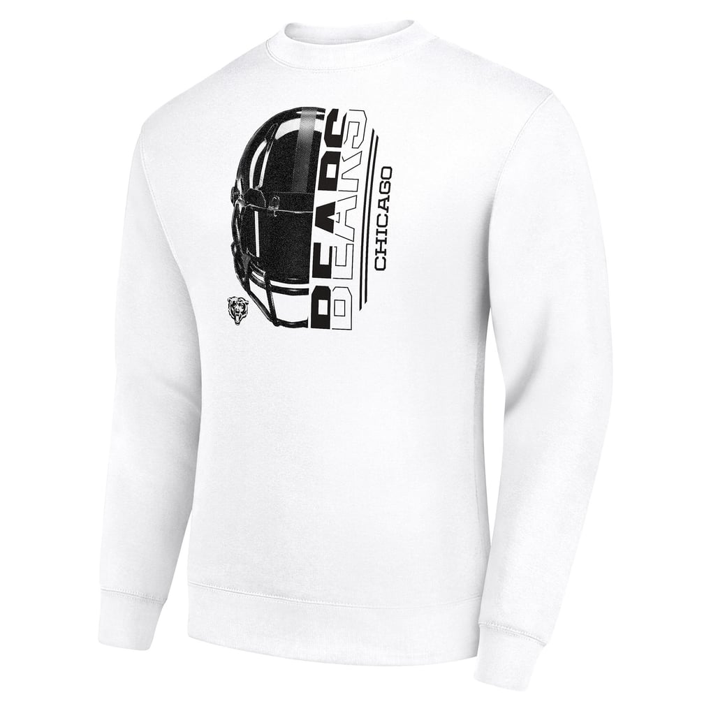 Chicago Bears Starter Half Helmet Team Graphic Tri-Blend Fleece Pullover Sweatshirt - White