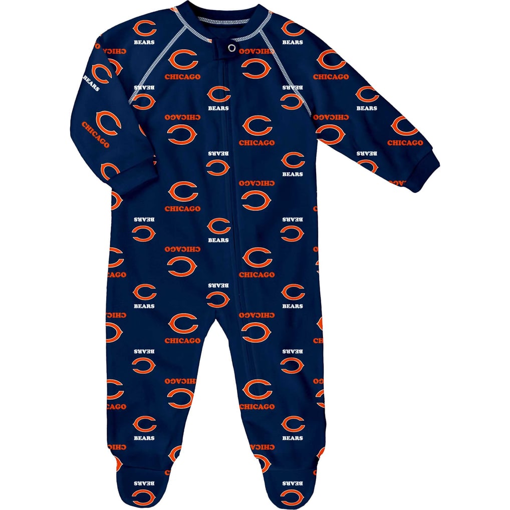 Chicago Bears Newborn & Infant Allover Print Raglan Full-Zip Sleeper - Navy